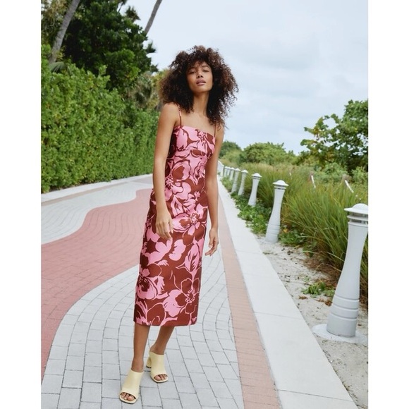 NWT Tanya Taylor Neema Printed Midi Dress in Peony/Brandy Size 4 - Picture 5 of 7